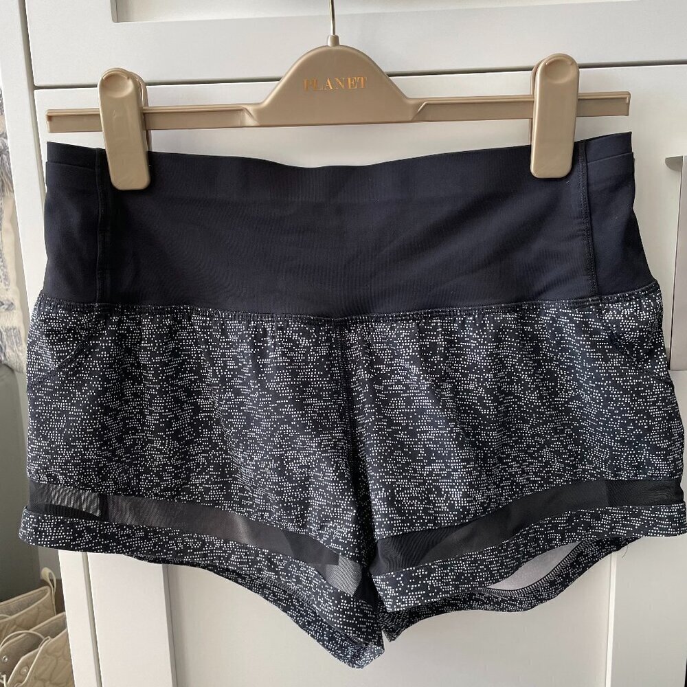 Lululemon Pace Perfect Short (3") Running Activewear Lined Soundwave Blk Wht 6